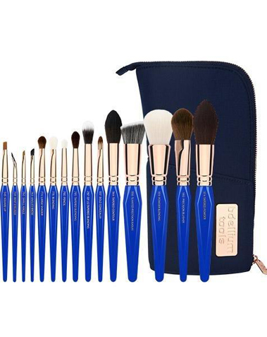Golden triangle phase II complete 15pc brush set with pouch