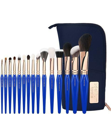 Golden triangle phase III complete 15pc brush set with pouch
